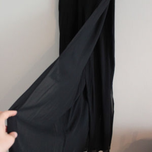 Vintage Tadashi Shoji Black Chiffon Panel Pant, Size 12 - Picture 7 of 9